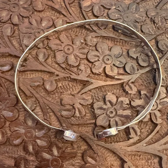 Hammered Gemstone Sterling Cuff Bracelet